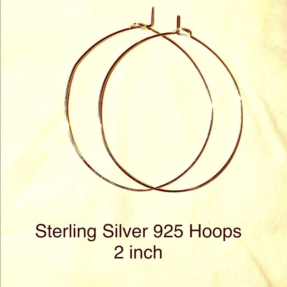 L Handmade Sterling Silver 925 Hoop  2 in earrings